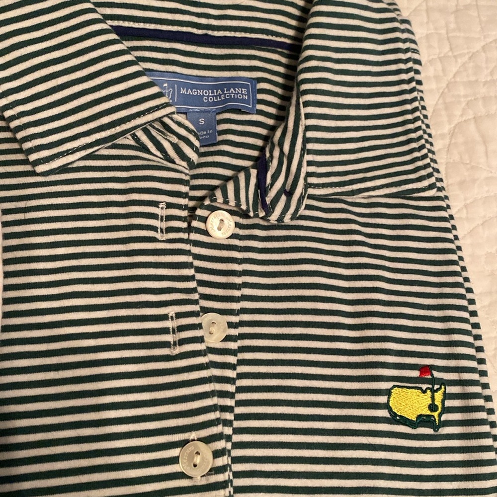 MASTERS Green & White Stripe Women’s Polo